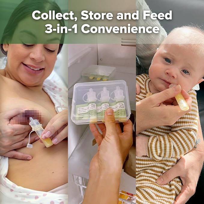 haakaa Gen.1 Manual Breast Pump 100ml/4oz. & 4ml Colostrum Collectors (6pcs) Combo - Liquid Gold Collection Set, Flexible & Soft Silicone Breast Milk Collector with Ready-to-use Colostrum Syringe