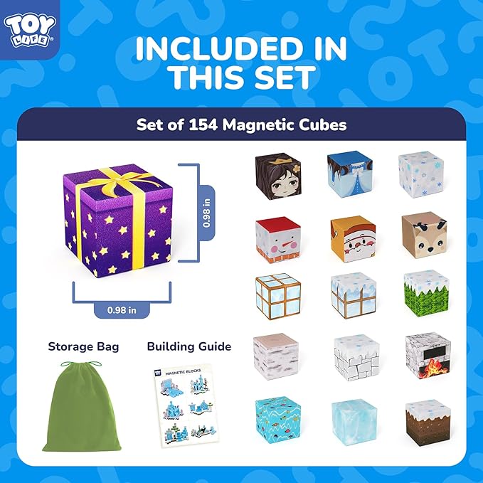 Magnetic Blocks, 154 Pcs Mine Magnet Block Set Build Frozen Princess Castle World for Kids Age 3+ Year Old Boys Girls, Magnetic Building Blocks for Toddler