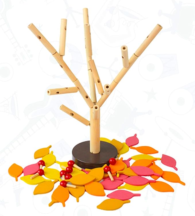 Early Childhood Education Building Blocks Wooden Assembling Tree Combination Boys and Girls DIY Disassembly Combination Puzzles Educational Toys Home Office Decoration(Yellow)-3 Yrs+