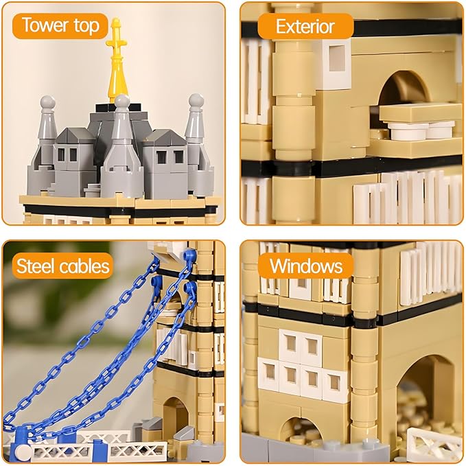 London Twin Tower Bridge Building Blocks Sets London Architecture Building Kits Famous Landmark Model Toys Gift for Adults Kids Teens 969PCS