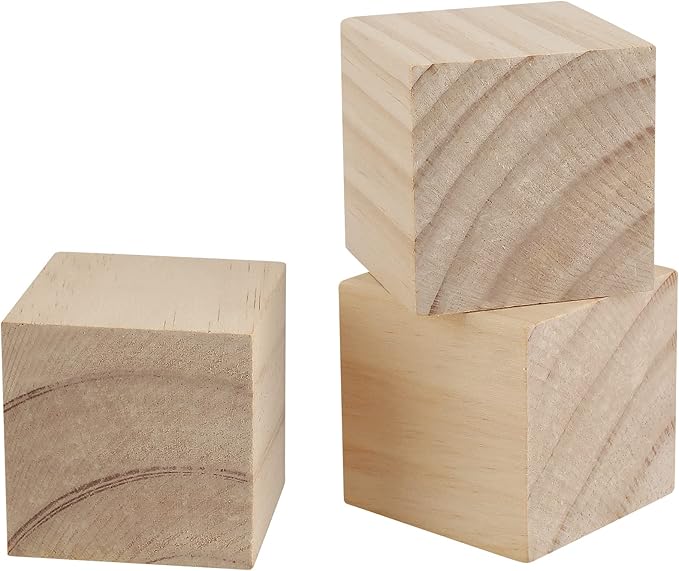 MANCHAP 45 Pack 2 Inch Square Wood Carving block, 5cm Carved Wood Cube, Natural Craft Wooden Unfinished Wood Block for DIY, Crafts, Home Decoration