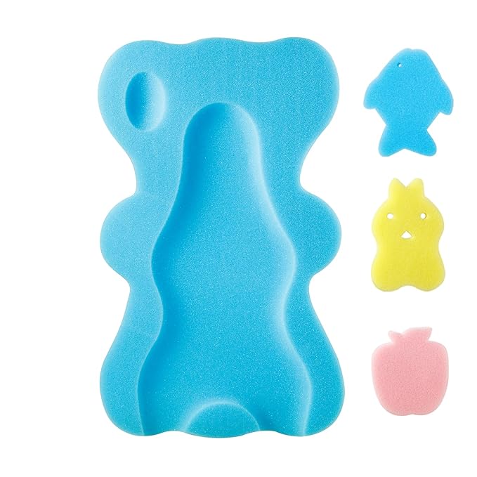 PandaEar Baby Bath Sponge Infant Soft Bath Sponge Mat, Baby Bath Mat Newborn Odor Free Bath Cushion, Blue (Blue)
