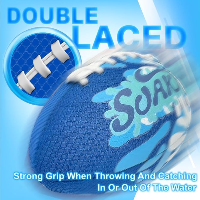 SOAK 9-Inch Water Football – Waterproof Foam Ball for Pool, Beach & Lake Games, Kids Ages 8-12 Adults, Outdoor Family Toy