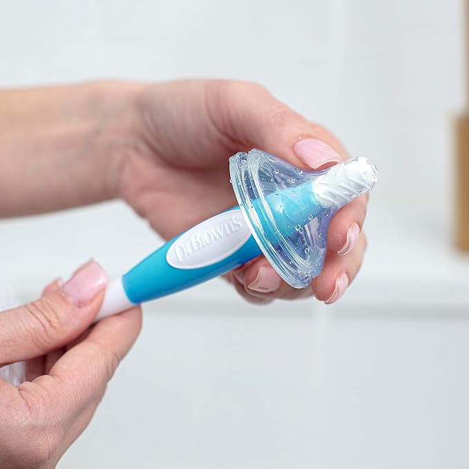 Dr. Brown's Reusable Sponge Baby Bottle Cleaning Brush with Suction Cup Stand, Scrubber and Nipple Cleaner, Assorted Color 1-Pack