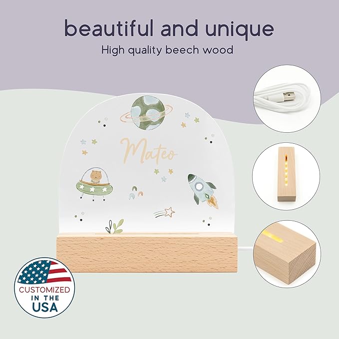 Baby Customized Gifts/Customized Baby/Personalized Boy Gifts/Welcome Gift for Newborn Boys/Essential Newborn Items/Unique Bear Night Light