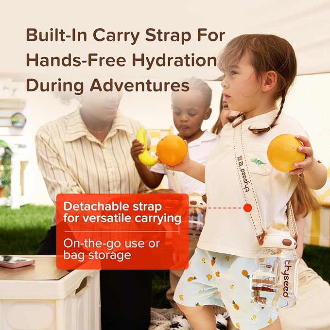 thyseed Toddler Water Bottle with Straw Cups Spill Proof School Kids Sports No Spill Children Leak Proof Travel Drinking Cup Dishwasher Safe BPA Free 2+ Year Old Boy Girl Child 14oz/400mL 1 PCS