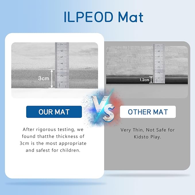 Baby Play Mat for Floor Tummy Time Mat Nursery Muscle Area Rug Playroom Rug Tatami 47"*47" Memory Foam 1.3" Thick Crawling For Babies,Toddlers, Infants, Kids,Floor(Light Gray)