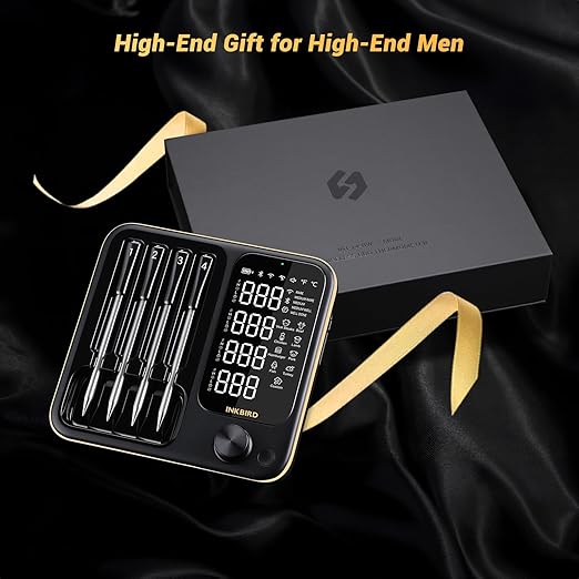 Wireless Meat Thermometer with 4 Probes, Inkbird Wifi BluetoothThermometer Digital Wireless for Rotisserie Grill Oven,Unlimited Range Dishwasher Waterproof Bluetooth Meat Thermometer for iOS & Android