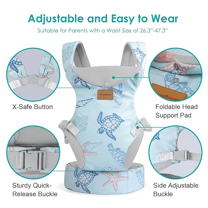 Baby Carrier, Ergonomic Adjustable Toddler Carriers for 7-33 Lbs, Cozy Lightweight Infant Carrier with Neck Support, Baby Chest Carriers with Lumbar Support for Parents (3-36 Months)