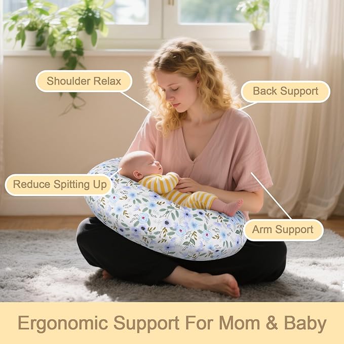 Baby Nursing Pillow for Breastfeeding, Adjustable Breast Feeding Pillow for Bottle Feeding, Breastfeeding Essentials for Mom and Baby Healthier Nursing, Bobby Pillow for Newborn,Removable Cotton Cover