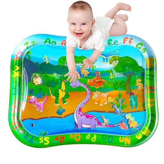 ZHUYNXIR Extra Big Dinosaur Baby Water mat, Tummy Baby Toys, Inflatable Play Mat Water Cushion Baby Toys, Fun Early Development Activity Play Center for Newborn (Green 39.5x31.5 in)