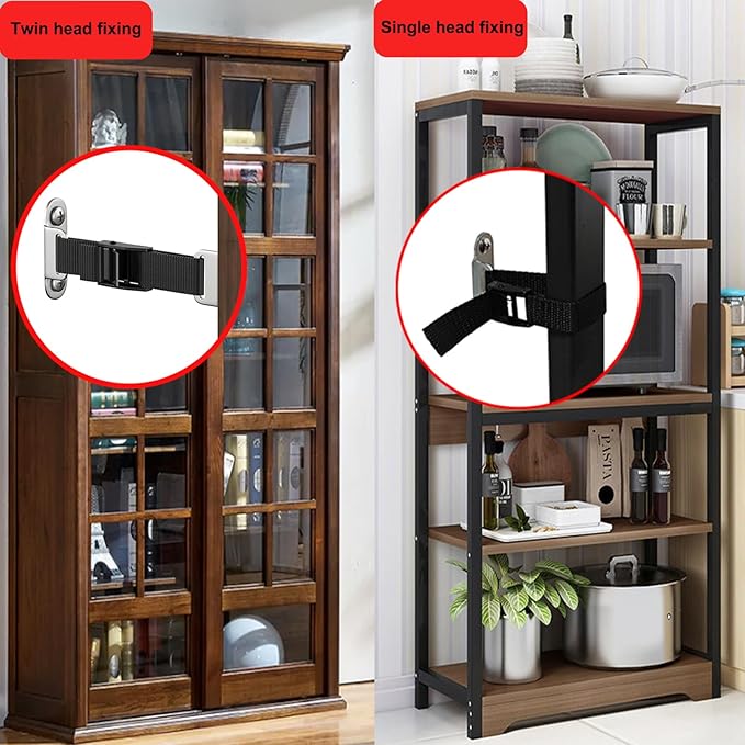 Furniture Anchors for Baby Proofing(2 Sets),Anti Tip Furniture Anchors,Furniture Wall Anchor,Adjustable Furniture Straps,Wall Anchors for Furniture Securing for Baby&Pet Safety