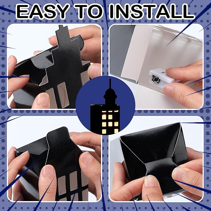 15 Pcs Hero Party Favor Boxes Skyscraper 3D City Box Skyline Buildings Heroes Candy Goodies Boxes Hero Theme Centerpiece Decorations Birthday Party Supplies(Colorful)