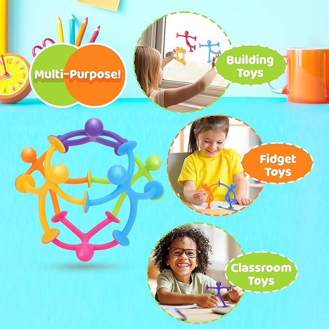 Richtim Kids Humanoid Suction Sensory Toys: 24 Pack Creative Suction Toy No Hole Bath Toy - Sensory Toys for Kids Travel - Calming Down for Boys and Girls