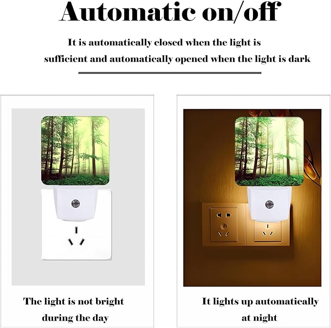 Misty Forest Night Light,Plug-in Nightlights Auto Sensor Night Lamp Dusk to Dawn Lamp Home Decor for Nursery Children Girls Boys