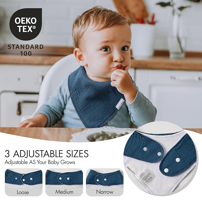 Muslin Baby Bibs for Boys Girls,10 Pack Super Absorbent Baby Bandana Drool Bibs Set for Teething and Drooling,100% Cotton Soft for Infant,Newborn