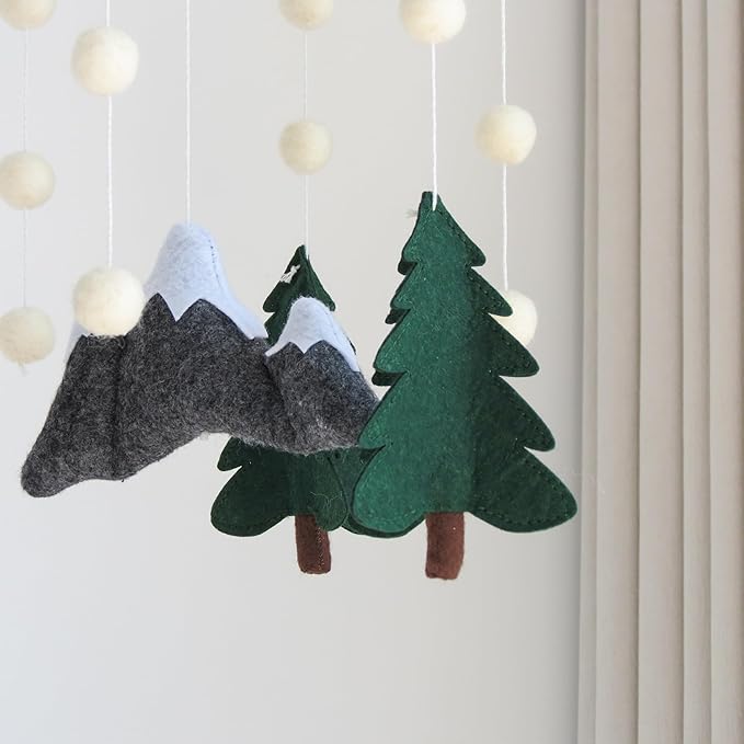 Woodland Mobile for Crib Bear Baby Mobile for Crib Woodland Crib Mobile for Boys Girls Forest Baby Nursery Mobile for Bassinet