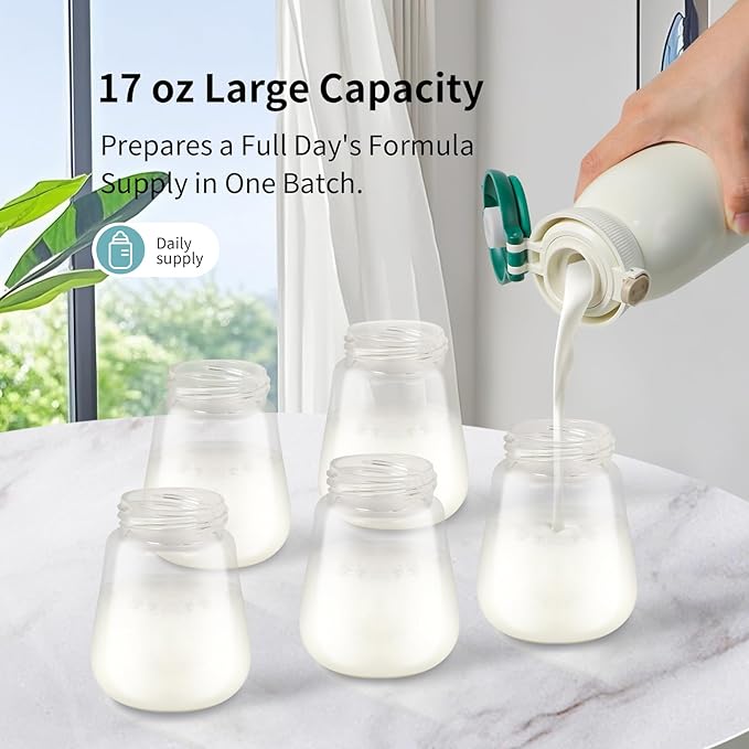 Portable Bottle Warmer with Precise Temp Control (95-135°F) - 17 Oz Travel Warmer for Breast Milk, Formula & Water, Fast Heating & USB Quick Charge