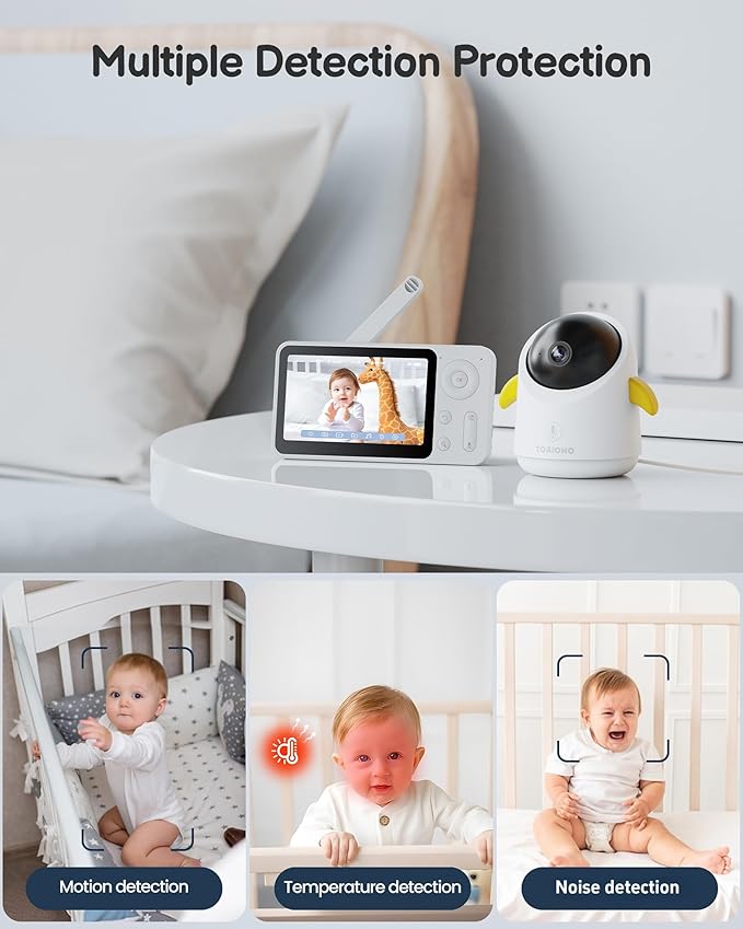 Baby Monitor with 2 Cameras and Audio WiFi/No WiFi: Baby Monitor WiFi Smartphone APP Control NightVision 4.3' Screen Smart Video Baby Monitor with Remote PTZ 2-Way Talk Motion & Cry Alert iOS/Android