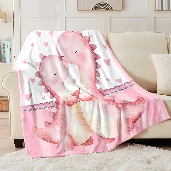 Personalized Baby Blanket for Girls, Custom Baby Blanket with Name, Soft Cozy Personalized Name Blankets for Kids, Customized Dinosaur Blanket for Infant Toddler Birthday Christmas