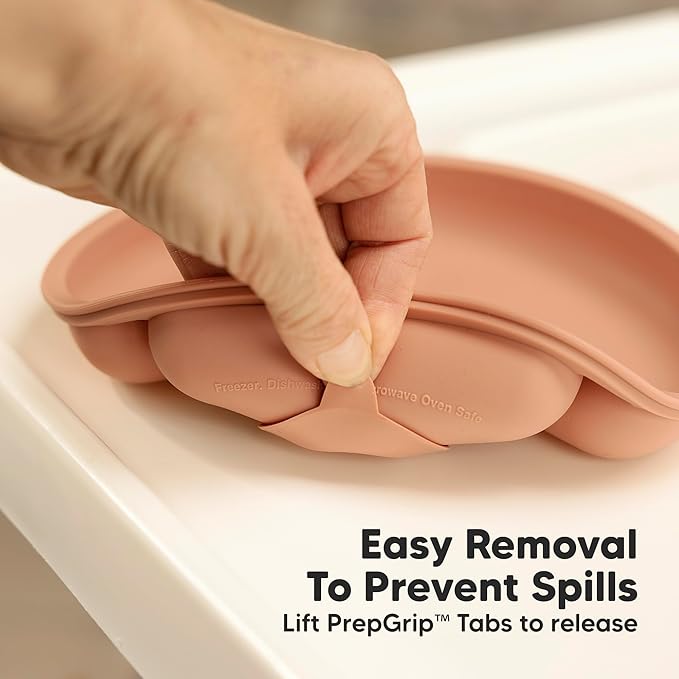 KeaBabies Suction Plates with Lids for Baby - 3-Pack 100% Silicone Toddler Plates with Suction, Divided, BPA-Free Baby Led Weaning Essentials for Kids, Dishwasher, Microwave Safe, Durable (Quantum)