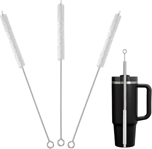 3 Pack Straw Cleaner Brush，Straw Cleaner Brush Extra Long for 40, 30, 20 oz Stanley Mug ，Straw Cleaner with 304 Stainless Steel ，Straw Brush for Baby Bottles, Glass/Silicone Straws & Pipe Cleaners.