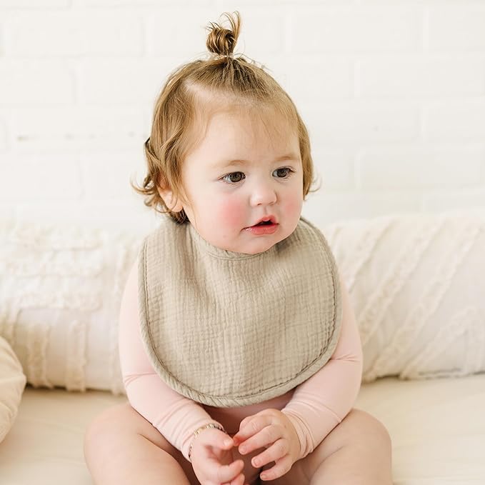 Konssy 6-Pack Muslin Baby Bibs for Boys & Girls, Soft Cotton Absorbent Bandana Drool Bibs for Drooling & Teething