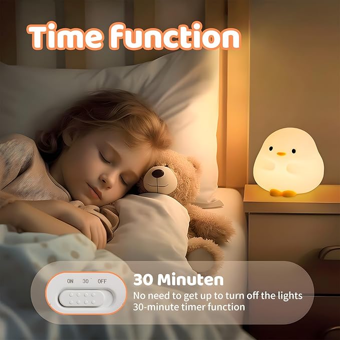Cute Duck Night Light for Kids,Duck Squishy Lamp for Girls,Super Cute & Soft Touch Silicone Lamp for Bedrooms Nursery,Unique Kids Room Decor Gift Toy for Boys Girls Women(2 Levels)