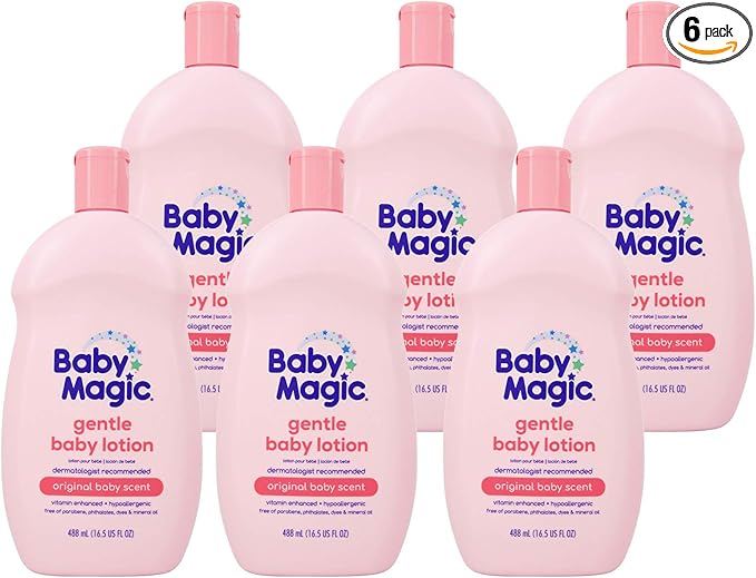 Baby Magic Gentle Baby Lotion | 16.5 Fl Oz (Pack of 6) | Vitamins & Aloe, Pink (705544), Original Baby Scent