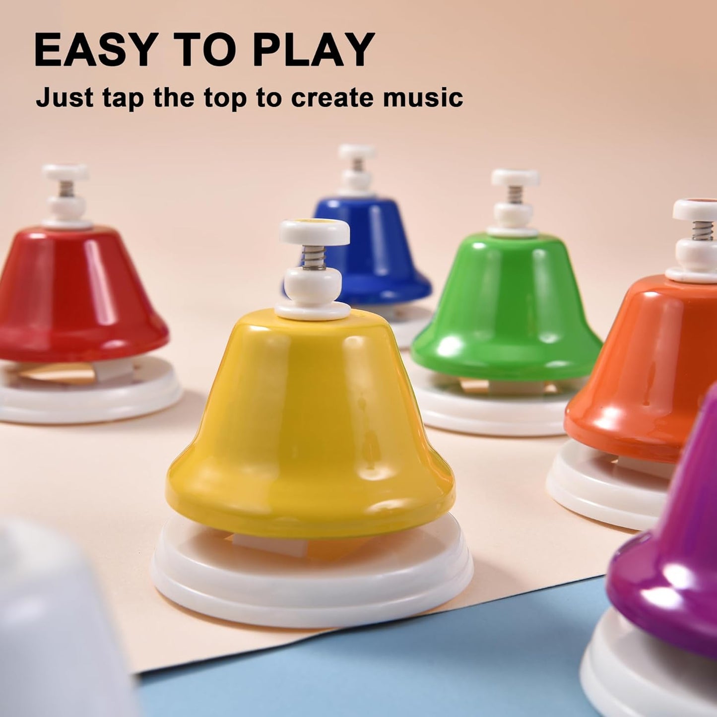 DOMG 8 Note Desk Bells for Kids, Rainbow Diatonic Table Bells, Hand Bells Musical Instrument