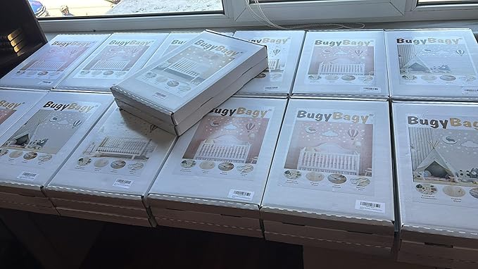 BugyBagy Nursery Wall Lamp Set – 3 Hand Painted Night Lights for Baby Room (Hot Air Balloon, Cloud, Elephant on Moon) + Bonus Wall Stickers – Soft Linen Colors (Beige Theme)