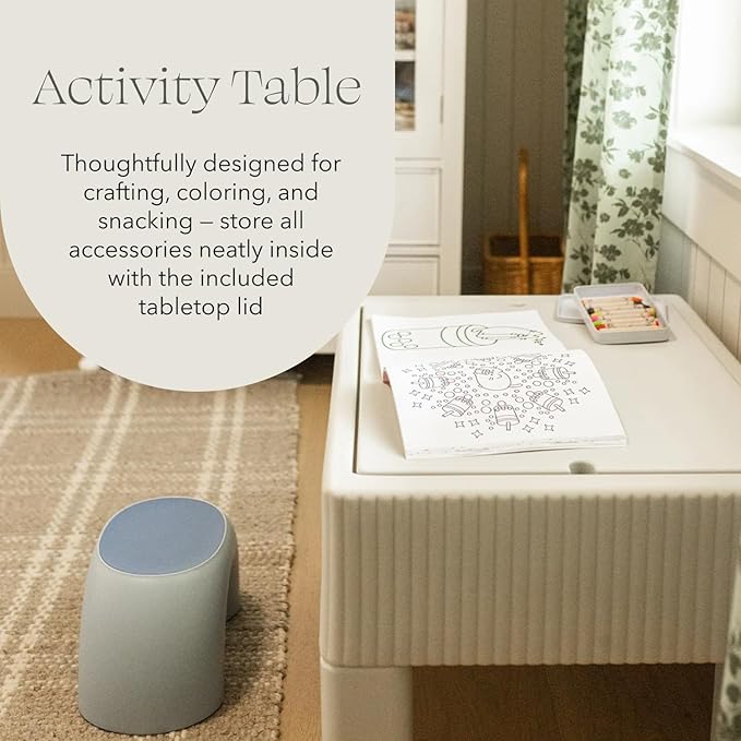 PLAYSMOL Tide Water & Sensory Table, 3-in-1 Play Sand Table with Lid, Toddlers & Kids Indoor Outdoor Activity Water Station, Ages 3+