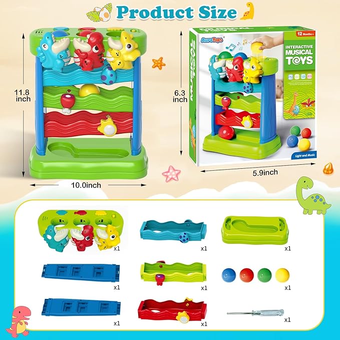 Toys for Toddlers 1 2 3 Years Old Boys & Girls Musical Toy for Kids 12-18 Months Interactive Montessori Toys with Light & Sound,Christmas Birthday Gifts