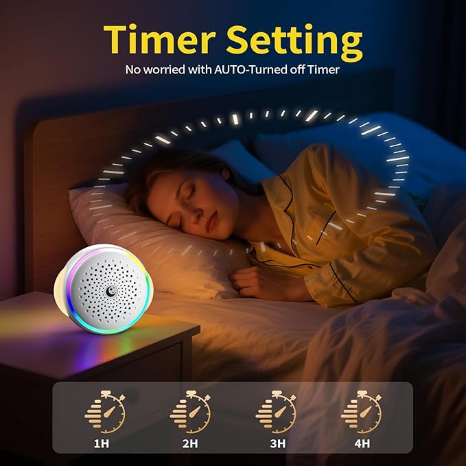 Portable White Noise Machine with Rechargeable Battery, 27 Soothing Sounds & Night Light, Sleep Soother for Baby Adults, 24H Playtime, Compact Travel Sound Machine for Home Office Nursery (MS-02)