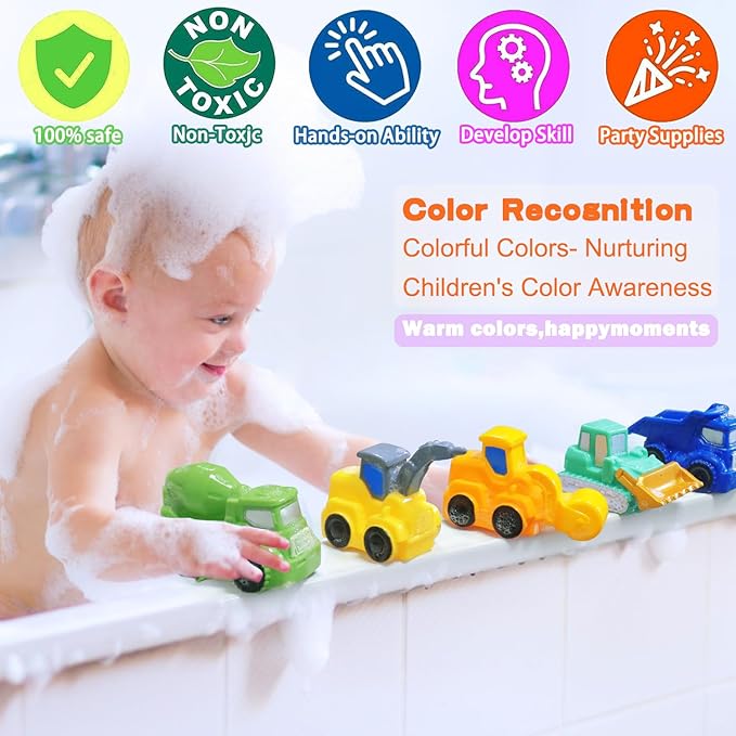 Vehicle Floating Bath Toys 6 Pack Mold Free Infant Bath Tub Toys - No Hole Bathtub Toys for Toddlers 1-3 Water Pool Toys for Baby Toddler Ages