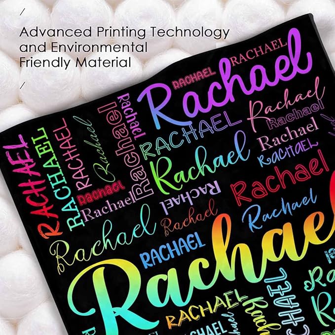 M YESCUSTOM Custom Baby Blanket with Name, Personalized Name Throw Blanket for Girls Boys Kids Colorful Customized Flannel Blanket for Men Women Valentines Day Mother's Day Christmas Newborns