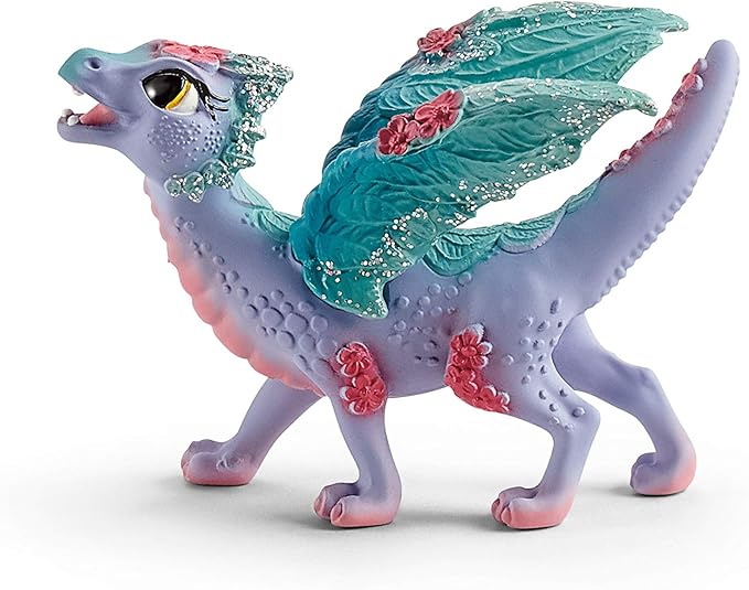 Schleich Bayala - 2 PC Flower Dragon and Baby Toy Set for Girls and Boys - Durable Fantasy Fairy Animal Figurines - Cute Pink and Blue Dragon Figures - Fun Wyvern Playset for Kids Ages 5+ - 70592