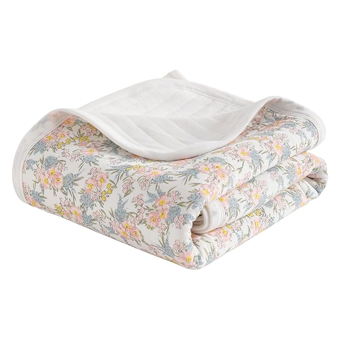 NTBAY Jersey Cotton Quilted Toddler Blanket, Breathable and Warm for Boys and Girls Baby Blanket, 30x40 Inches, Pink Floral