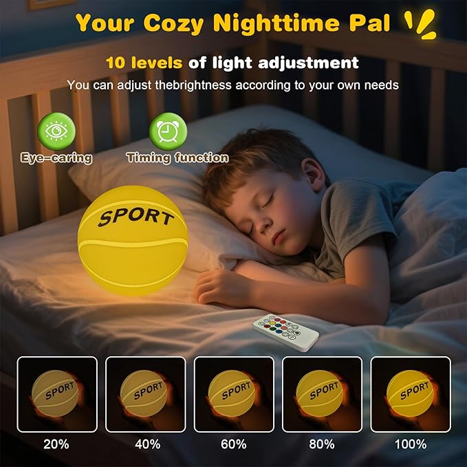 Silicone Night Light for Kids Lamp, 9 Colors with Remote Timer, Dimmable Rechargeable Baby Night Lights for Nursery, Battery Operated Lamp for Bedroom, Girls and Boys, Toddler, Baby Gifts (5.91)