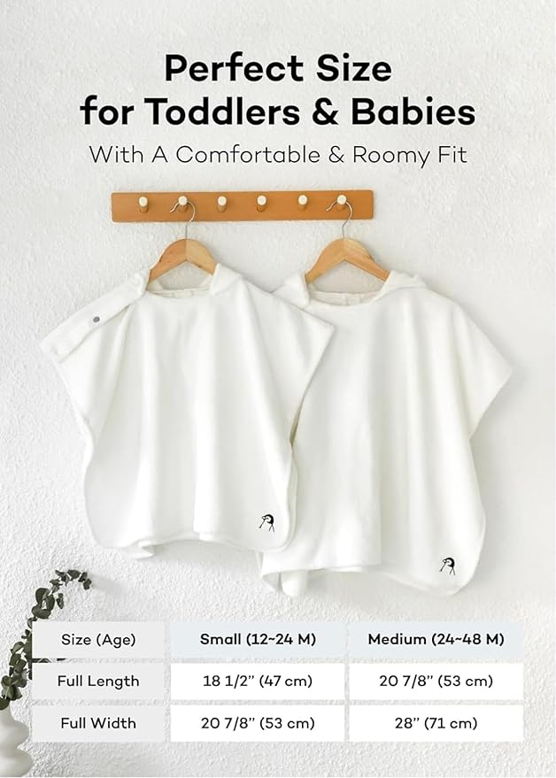 Konny Baby Hooded Towel Plush Thick & Cozy Soft-Touch Absorbent Rayon from Bamboo Cotton Baby Bath Beach Towel, Oeko-TEX, Newborn Boys Girls Toddler (White, Small)
