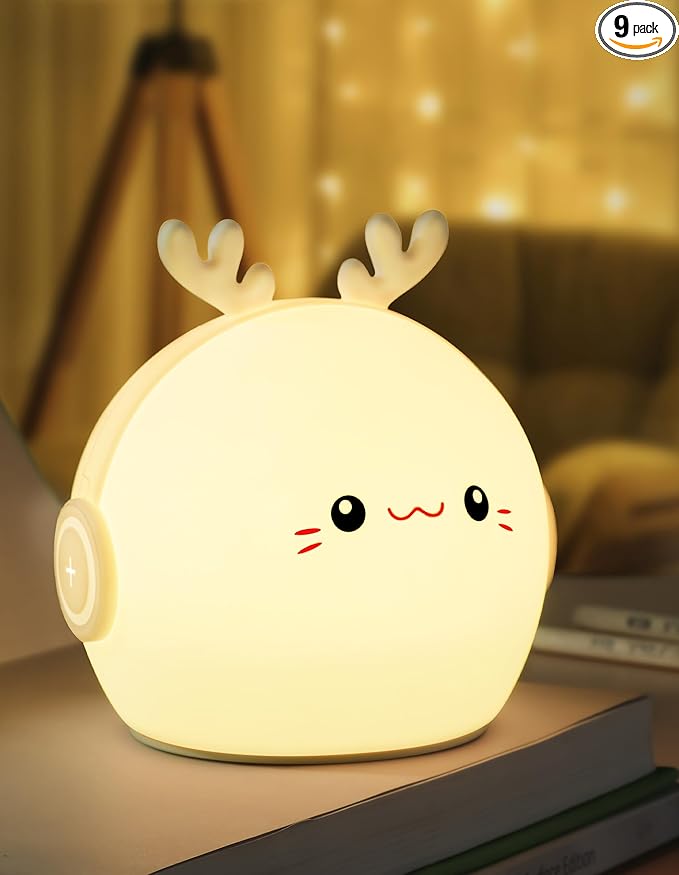 Night Light Kids, Cute Soft Glow Protect Eyes Deer Night Light Lamp with 30mins Timer Rechargeable Nightlight for Kids Children Women Girls Toddler Bedroom Bedside Livingroom
