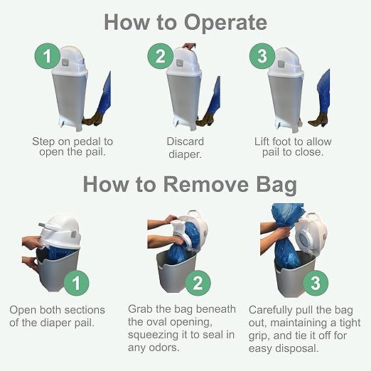 Foundations Mini Hands-Free Diaper Pail with Airtight Lid - Durable & Odorless Diaper Disposal, Large Capacity, Holds up to 30 Newborn Diapers, Refill with Any Bags - Sand