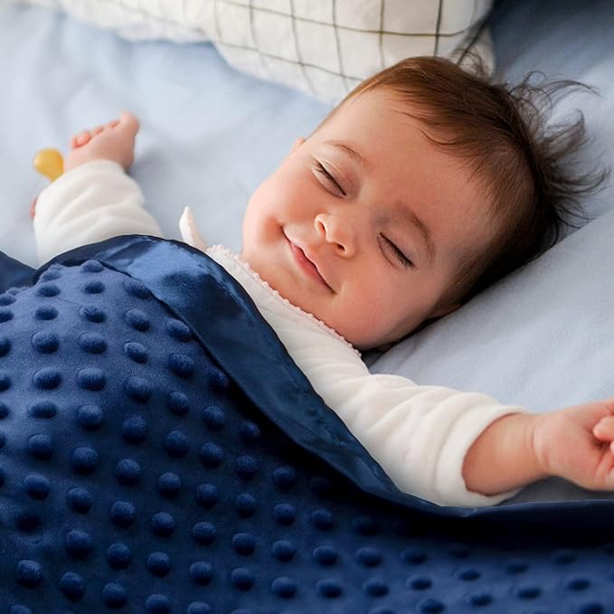 Pro Goleem Baby Soft Minky Dot Blanket with Silky Satin Backing Baby Gifts for Boys and Girls (Navy Blue, 30’’ x 40’’)