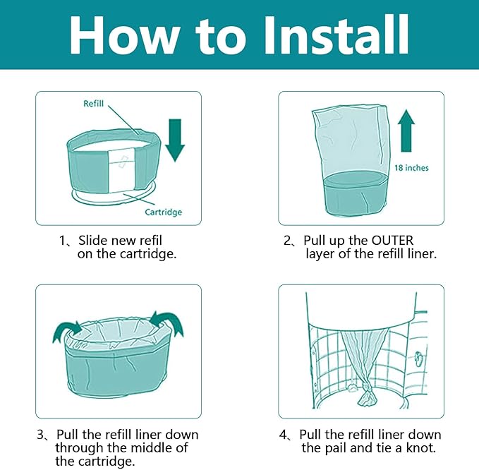 4 Pack Diaper Pail Liner Refills Bags Compatible with Akord 330 Series Adult Diaper System