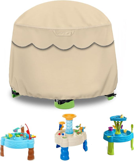 Kids Water Table Cover Fit Little Tikes Fish 'n Splash Water Table, Waterproof Dust Proof Outdoor Toys -Cover only,34"Dx20"H (Khaki)
