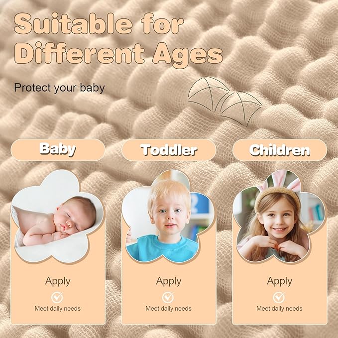 MUKIN Baby Hooded Towels, Muslin Cotton, 2-Pack, for Newborn, Infant, Toddler and Kids (Dark Green,Khaki)