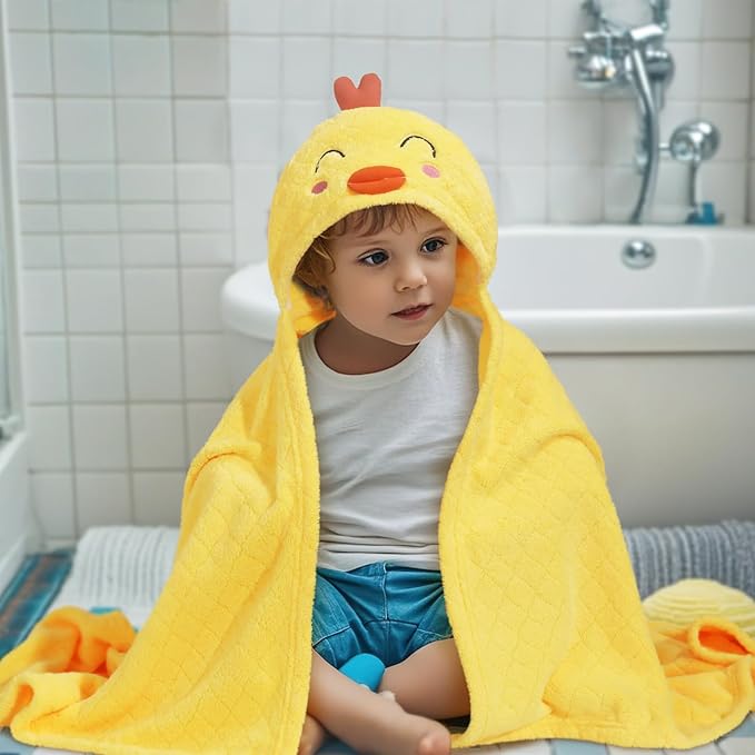 Toddler Towels with Hood for 0-5 Years, 2-Pack Toddler Bath Towel 50"x32" Large Size Baby Bath Towel for Girl Boy, Soft Absorbent Kids Towels with Animal Hooded, Baby Bath & Hooded