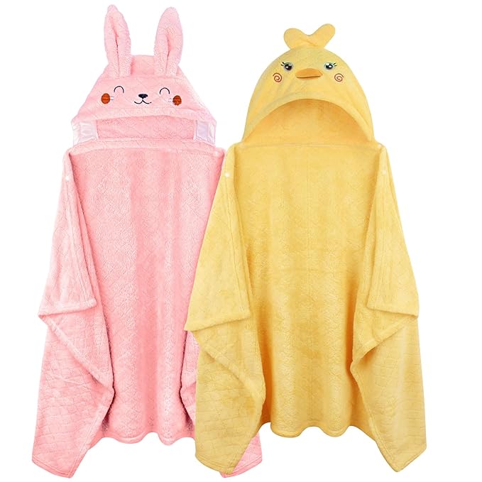 Toddler Bath Towel Hooded Kids Bath Towels for Toddlers 0-5 Years, 2-Pack Thick Absorbent Toddler Towels with Hood Baby Bath Towels, Large 50''x32'' Hooded Baby Towels with Hood for Girl