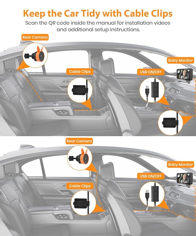 Babyvue BV2 USB Baby Car Camera Plug-Play, 4.5" 1080P Easy Setup Backseat Camera with Flexible 360 Rotation, Clear Picture Rear Facing Car Seat – Peace of Mind for Pet Owners and Parents