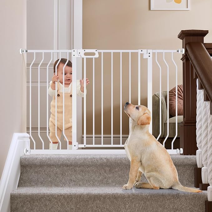 Mom's Choice GROWNSY Baby Gate, 29.5"-53" Auto-Close Dog Gate for Stairs & Doorways, Pressure-Mounted Easy Install Baby Gate - No Drill, Walk Through, Safe & Durable